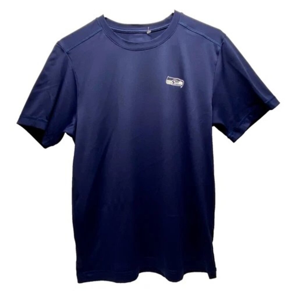 Seahawks Football‎ Shirt Men's Small Women's Med Navy Majestic Cool Base Tee EUC